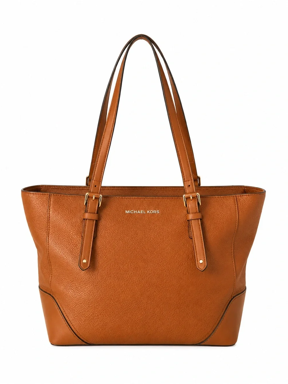 Michael Kors Brown Pebbled Leather Tote Bag Shoulder Purse Zip top
